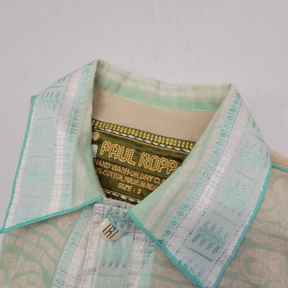 Mens Amazing Cross Stitch Embroidered Light Art Shirt PAUL ROPP 100% Silk 3 - Picture 16 of 16